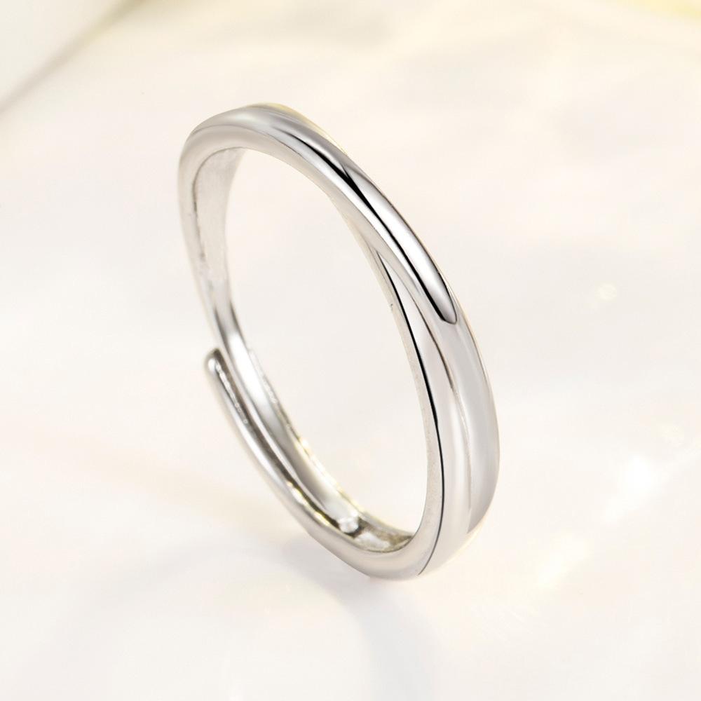 925 Sterling Silver Simple Everyday Mobius Couple Interwoven Zircon Ring Birthday Anniversary Party Gift