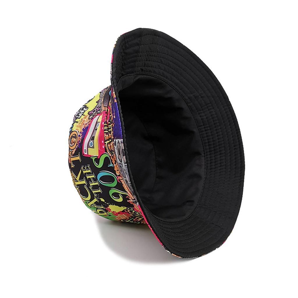 Cool Hiphop Hat Fisherman Hat for Teens Soft Brim Summer Sun Cap Reversible Dance Party Bucket Hat Outdoor Travel Hat