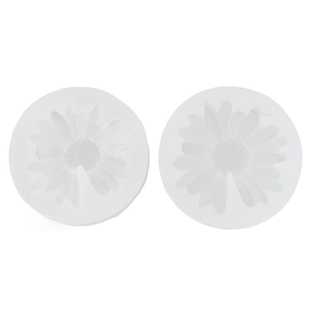 2Pcs Daisy Silicone Chocolate Molding Chrysanthemum Flower Fondant for Cake Decoration Polymer Clay