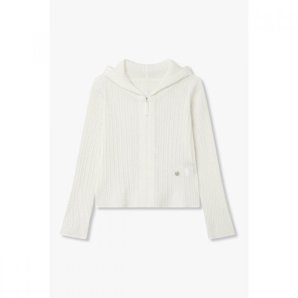Vov Hooded Cable Knit Zip Up 7156250002 white/One size