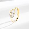 Double Heart Shape Ring for Women with Micro-Paved Diamonds – Elegant, Light Luxury Index Finger Jewelry