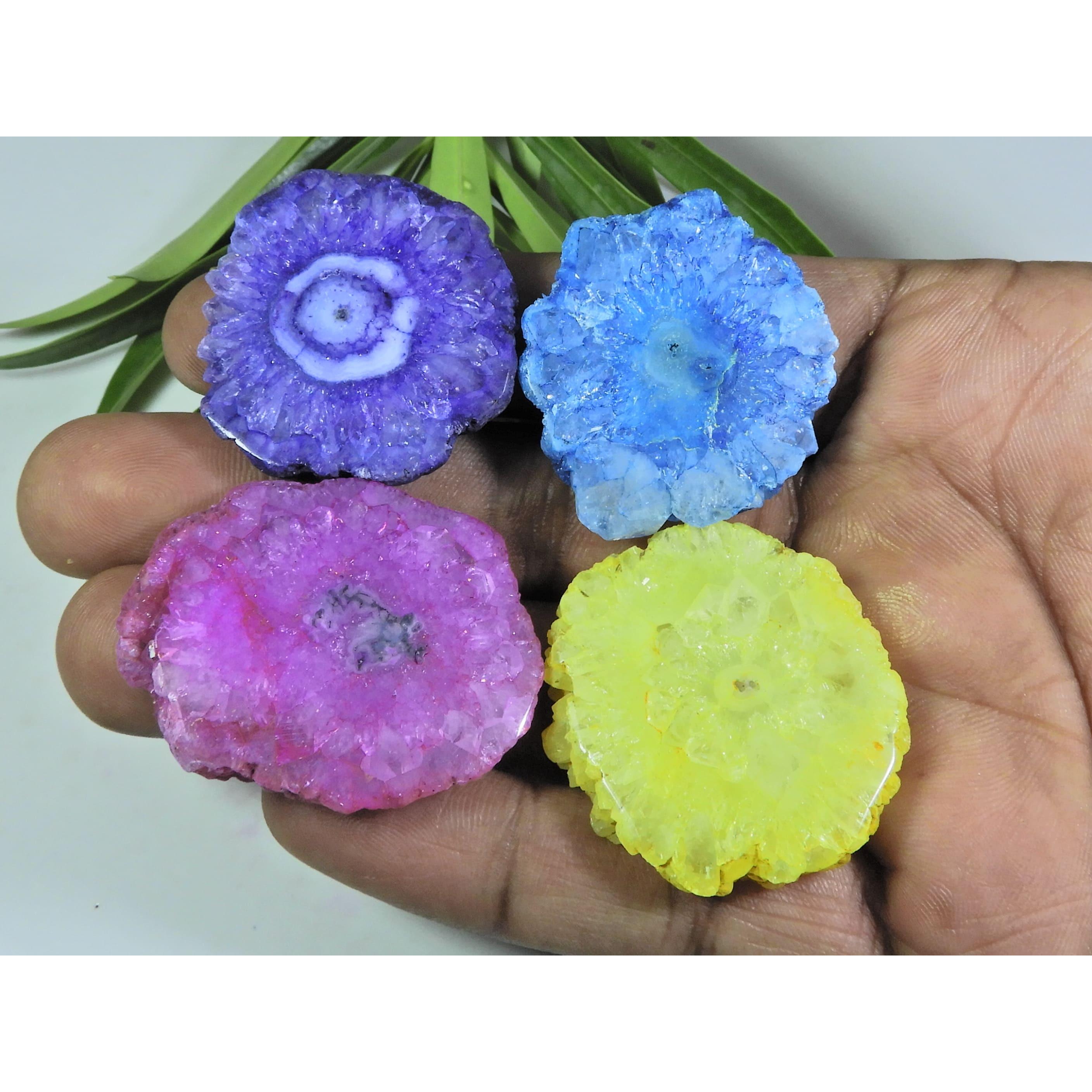 

299Cts. Dyed Solar Durzy Agate 4Pcs Crystal Loose Gemstone Lot 31X34-31X39MM A-223