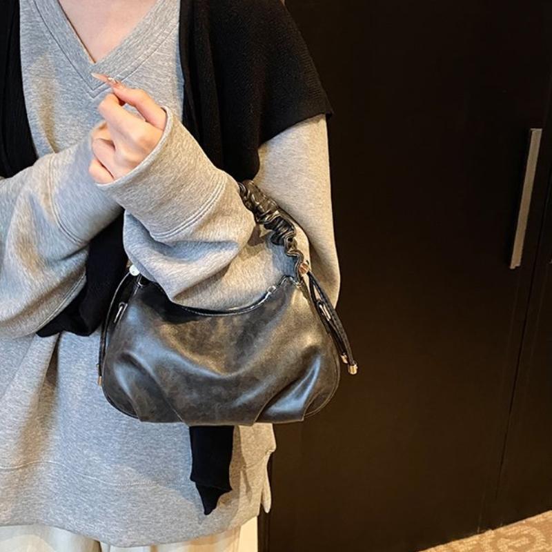 Solid PU Zipper High-end Retro Niche Armpit Crossbody Bag for High-quality Women  Fashionable and Versatile Shoulder Bags
