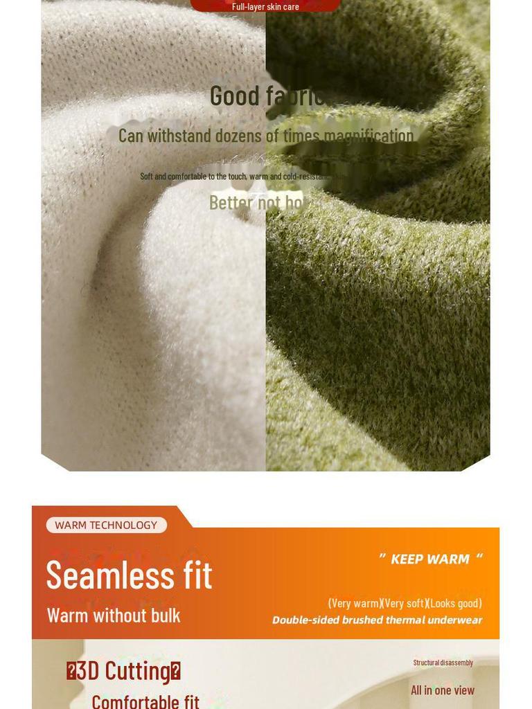 Women's Double-Sided Velvet Thermal Underwear Set - Self-Heating, Seamless Long-Sleeve Top & Pants for Autumn/Winter