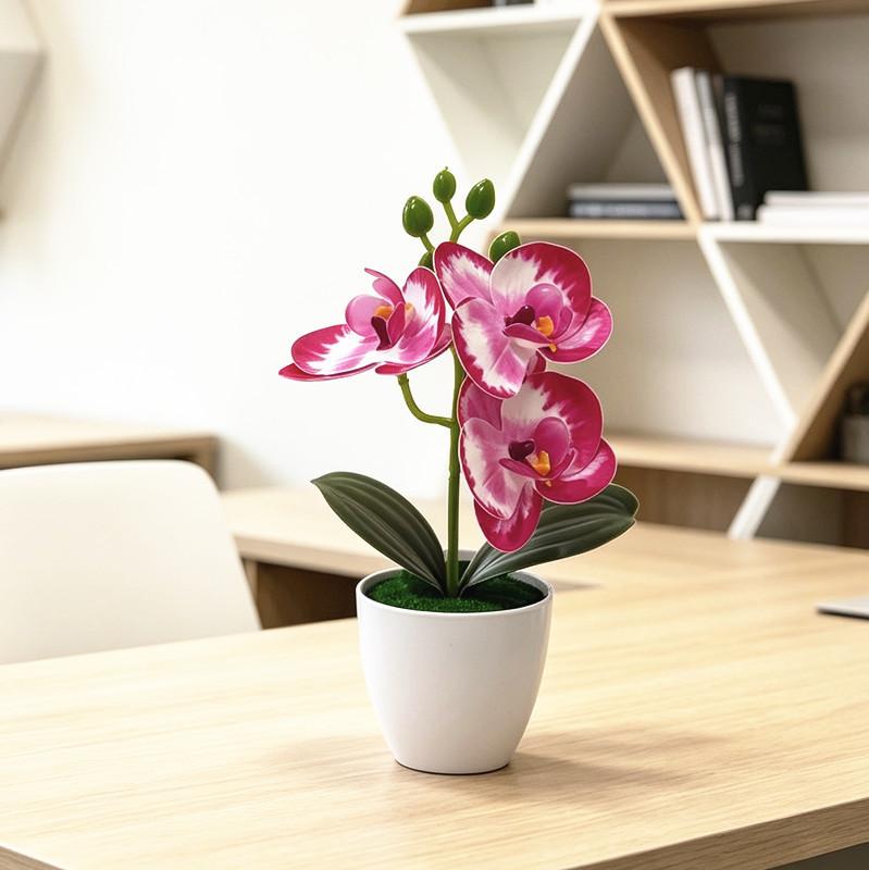 Butterfly Orchid Artificial Plant With Plastic Base For Home Decor And Photography Props