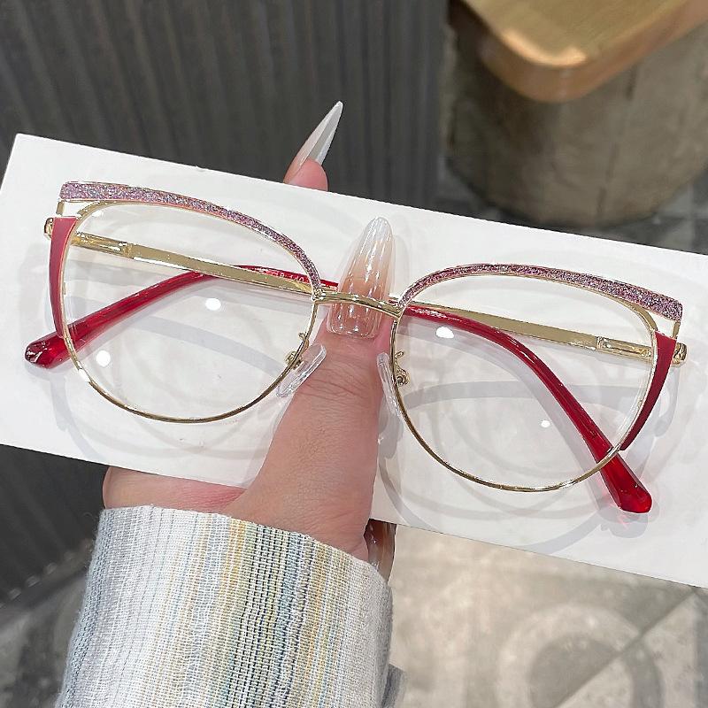 Senior Cat Eye Metal Optical Glasses Women Men Trend Brand Design Computer Eye Protection Blue Light Blocking Eyeglasses