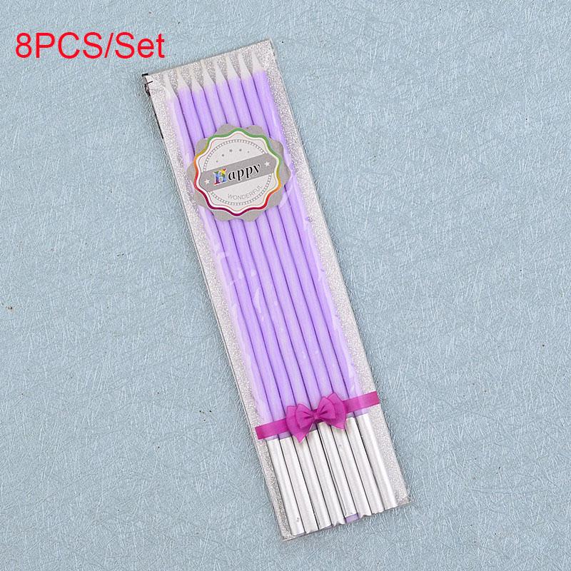 8 PCS Long Pencil Birthday Cake Candle Wedding Wax Cupcake Candle Home Decoration Supplies