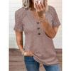 Spring and Summer TikTok E New Women's Collar Button Hollow Lace T-Shirt