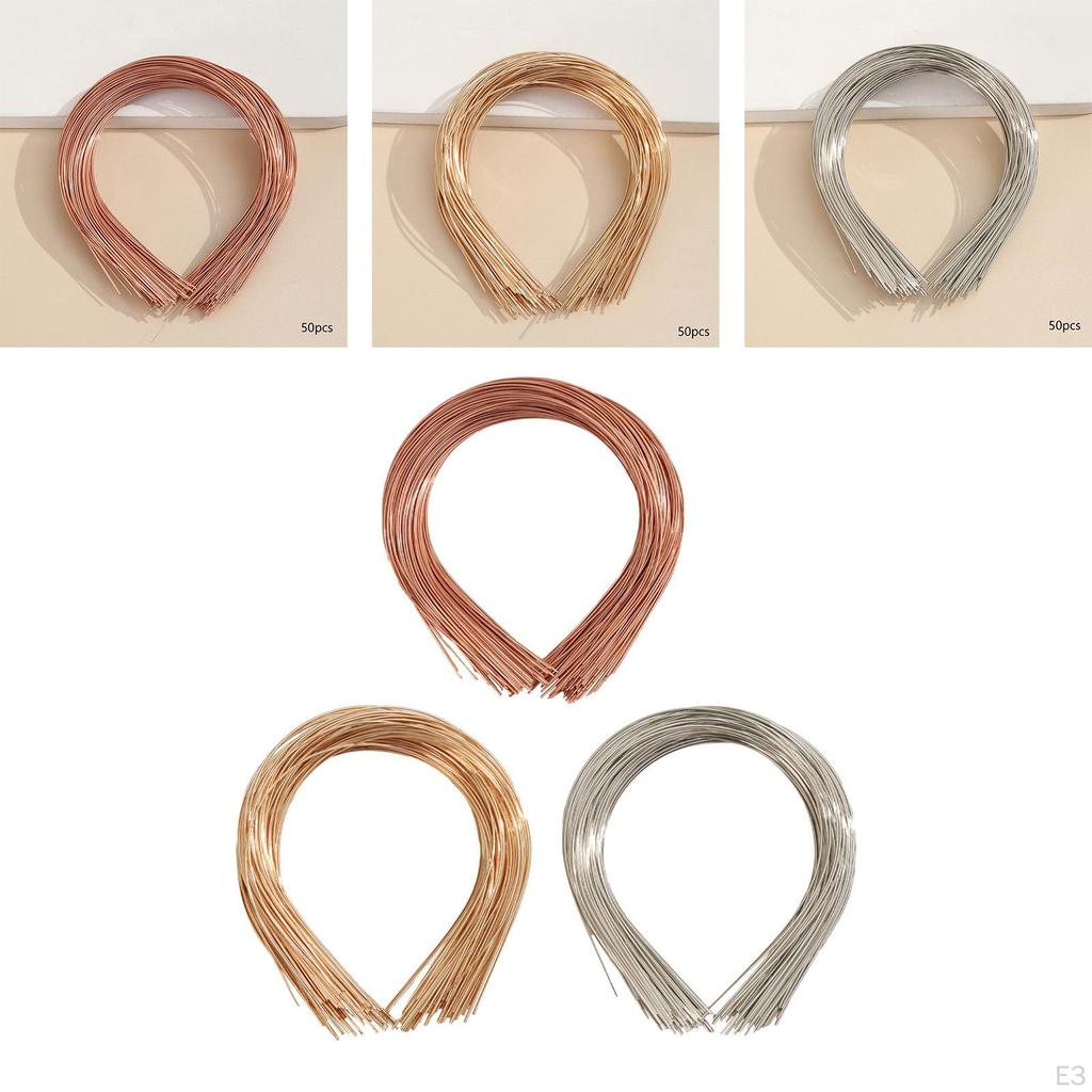 50 Bulk Pack 1.2 Mm Thin Width White Plain Dur Metal Bands Men Wire Bangs of Lukered Hair