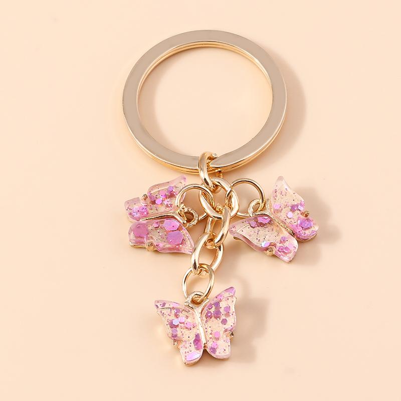 Cute Colorful Butterfly Keychains Enamel Animal Keyrings Souvenir Gift for Women Men Handbag Pendants Key Chains DIY Accessories
