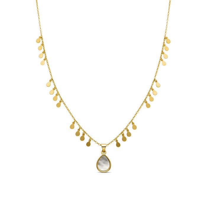 Collier De Nacre Blanche Luxenter Terminé Finition En or Jaune 18K - Lain