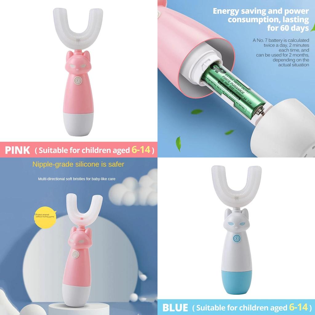 Durable Electric Toothbrush For Kids With Silicone Brush Head And Long Battery Life
