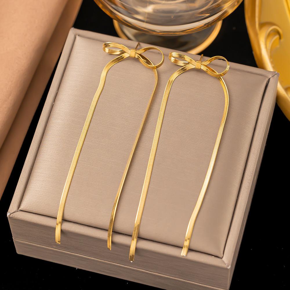 Stainless Steel Pipe Chain O-Chain Dangle Earrings for Women Ladies Classic No Fade Long Tassel Drop Earrings Jewelry Wholesale