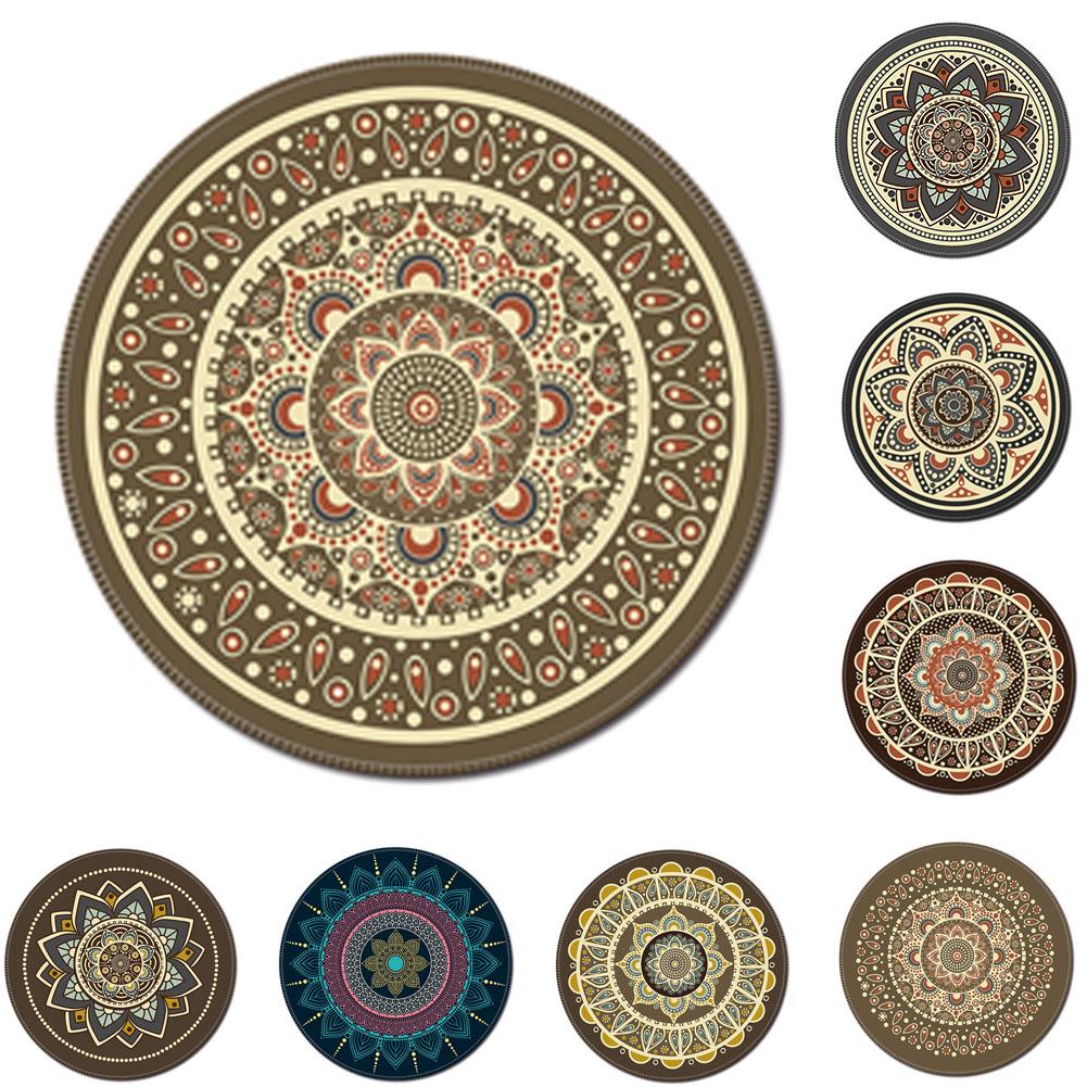 Vintage Bohemian rund musematte Datamaskin 3D-spill Anti-slip musemattematte