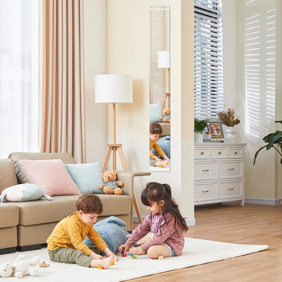 1 Set Kids Growth Chart Mirror Dry Erase Board Children Room Nursery Bedroom Baby To Adults Boys Girls Wall Hanging Splicing Height Measurement Ruler