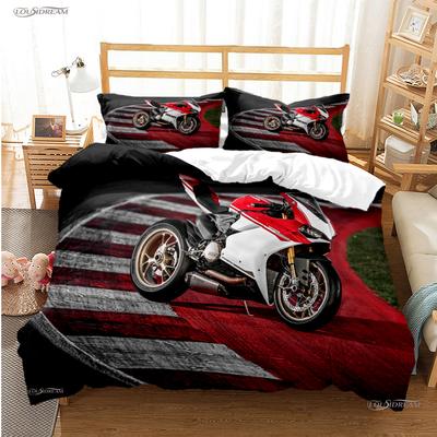 Casal Moto Racing Housse de couette All Season Couette Ensembles de literie Housse de couette douce et taies d'oreiller Garçon Simple/Double/Queen/King