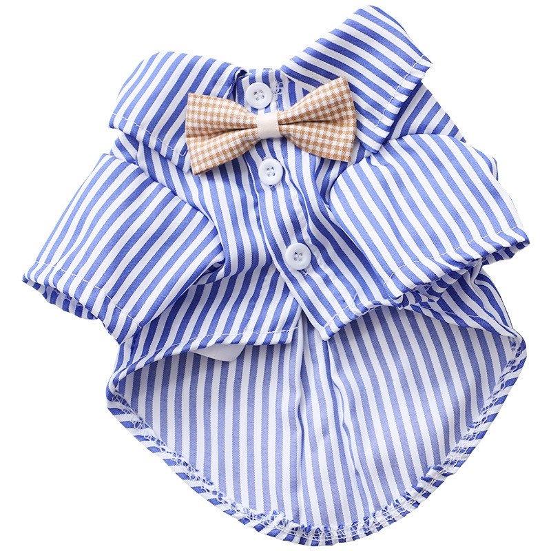 Gestreiftes Haustierhemd & Fliege für kleine Hunde - Frühling/Sommer