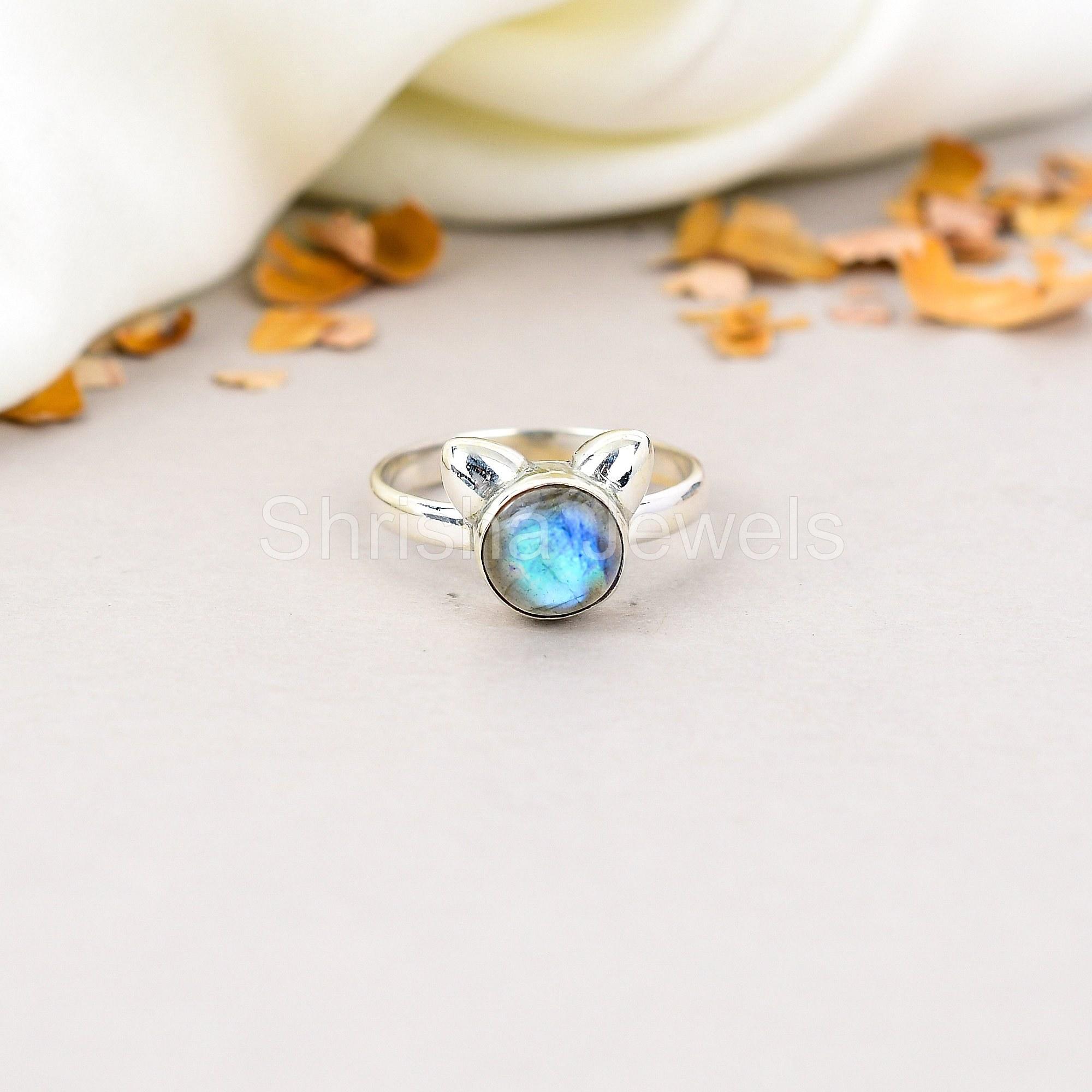 

Кольцо ручной работы из стерлингового серебра 925 пробы с круглым драгоценным камнем в стиле бохо для женщин 5