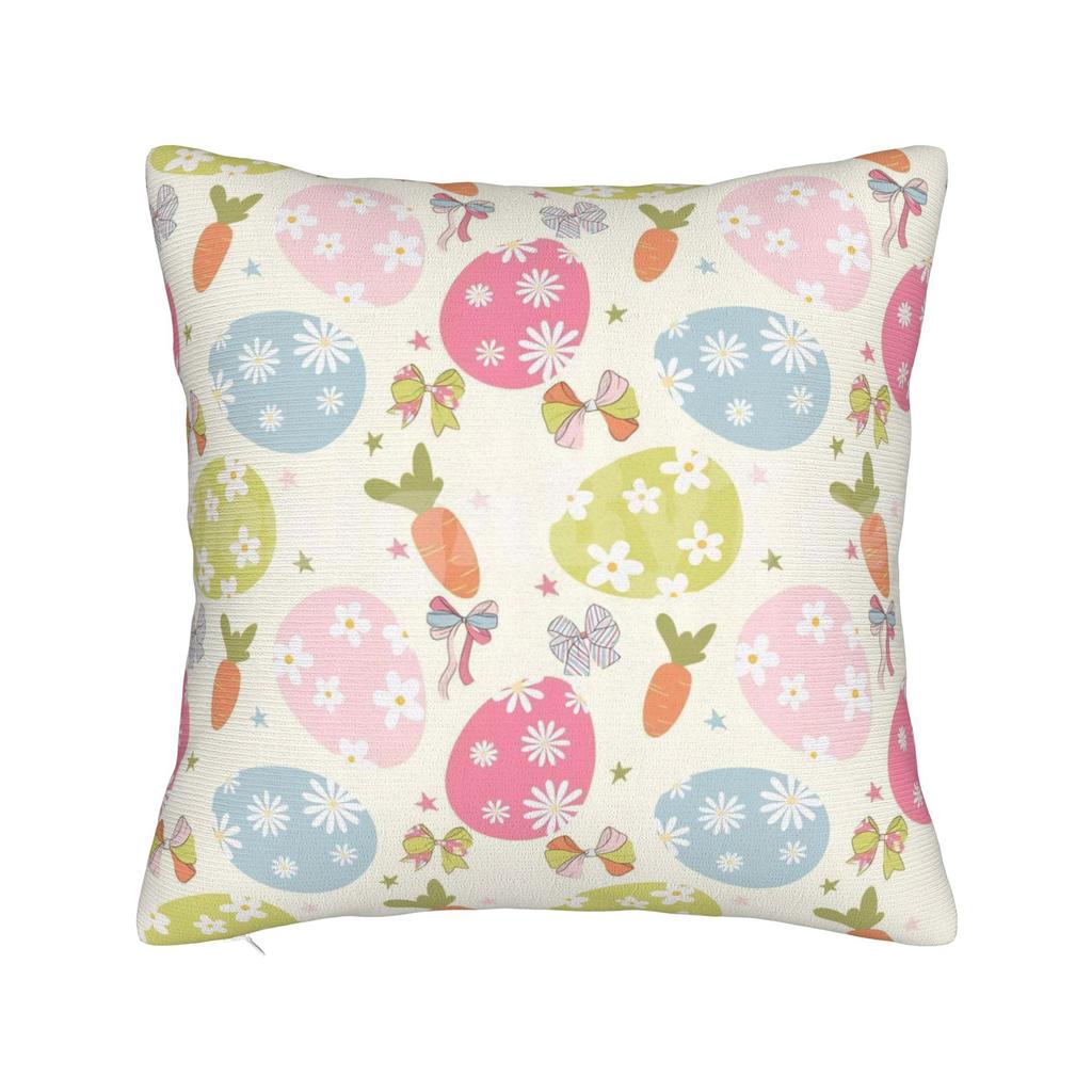 Eggs Easter Bunny Square Pillow Case Polyester Cushions for Sofa   Novelty Pillowcover Home Decor