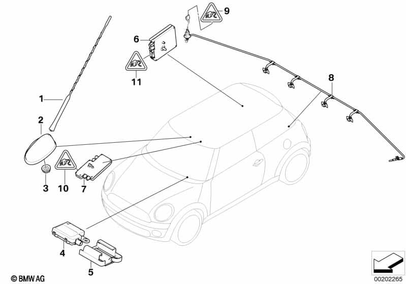 Genuine MINI Roof Antenna Standard Antenna 65203453893 R55/R56/R57