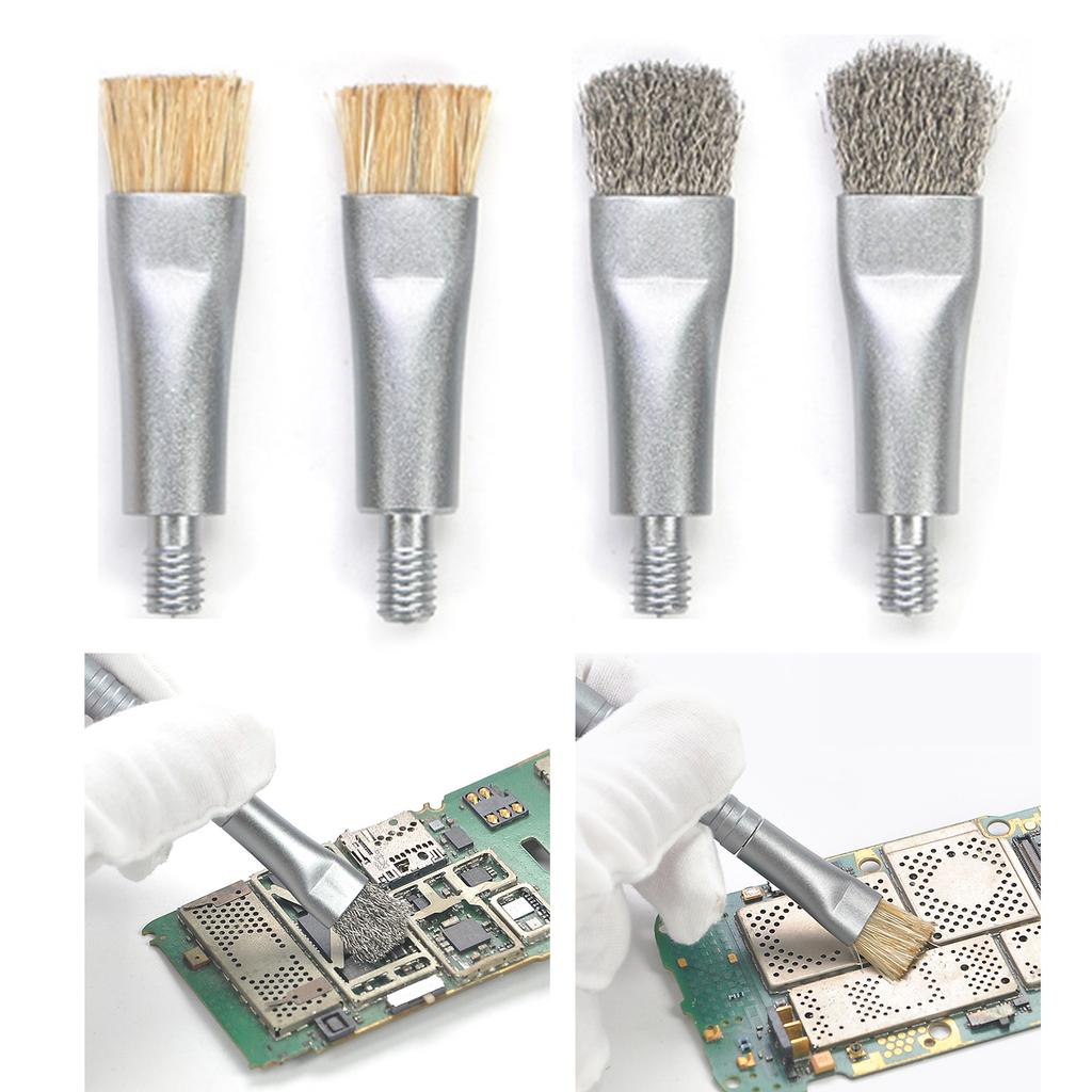 4Pcs Antistatic Brush Replacement Heads for Phone Motherboard IC Glues Removal PCB Cleaning Tools with Wire and Bristles