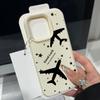 Airplane Pattern TPU Leather Texture Case For iPhone 16 Pro Max 15 Pro 14 13 12 11 Soft Matte Shockproof Lens Protection Slim Phone Cover