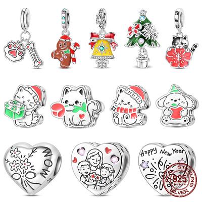 925 Silver Christmas Tree Charms Beaded Bracelet DIY Jewelry Making Women Gift 3mm Fit Original