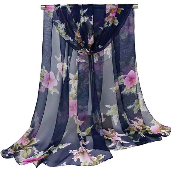 Pokeedioty Scarfs for Women Lightweight Fashion Floral Pattern Sheer Scarfs Shawl Wrap Scarves
