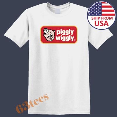Piggly Wiggly Store Divertente Fumetto Maglietta Uomo Donna Top Unisex Bianco Taglia dalla S alla 5XL