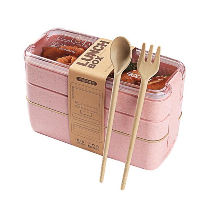 3-layer lunch box 900 ml portable wheat straw bento boxes MICRO-ONT BOX Dishwashers Tableware Food Storage School Office Feeding Container Breakfast 3600₽