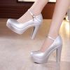 Size 32-43 Women High Heel Shoes Round Toe Thick Heel Wedding Party Shoes Platform Women Pumps Women Offfice Shoes 8cm/10cm/12cm