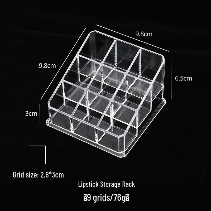 Transparent Lipstick and Nail Polish Organizer with Multi-Grid Storage