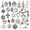 Tibetan Silver Accessories and Accessories Mixed with Silver Plated Flower Pendants Handmade DIY Material Package Bead Beads