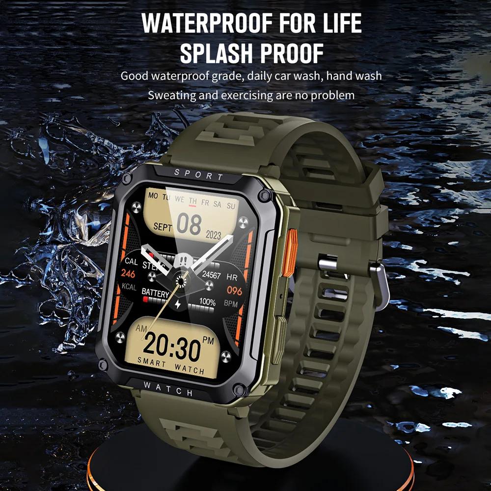 2025 New Smartwatch 2.01 Inch Men's Outdoor Rugged Military BT Call Smart Watch Sports Fitness Tracker Heart Rate Monitor For Android IOS