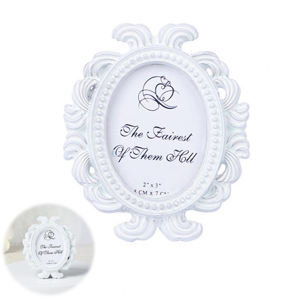 Decorative Resin Frame Elegant Oval Photo Frame Set for Home Decor Wedding Display Vintage Resin Picture Holder