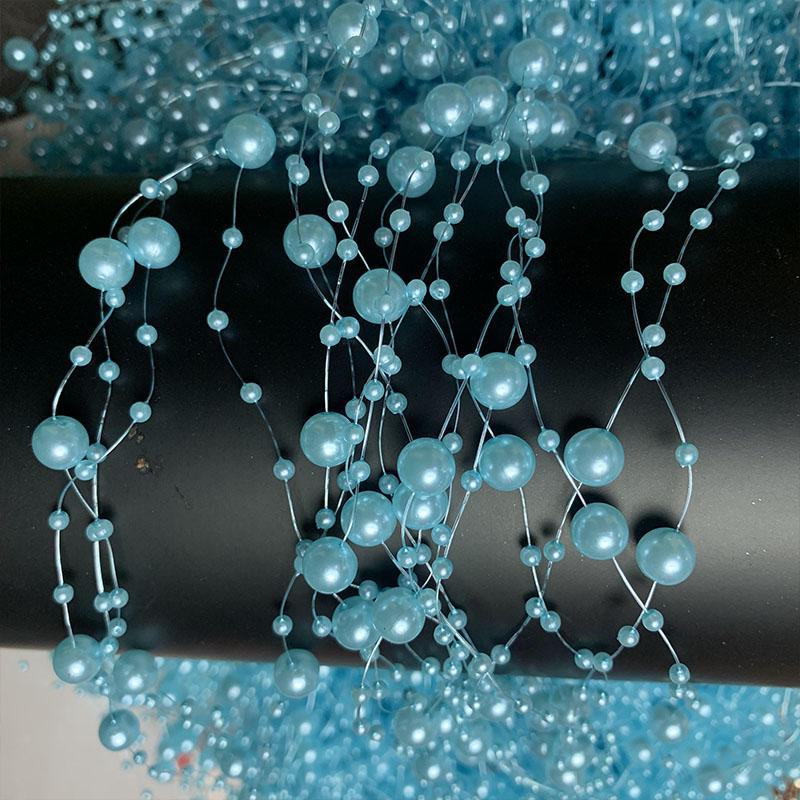 

Цепочка из бусин с имитацией жемчуга и цветными кисточками для создания свадебных аксессуаров для волос и букетов для рук своими руками 3+8 connected beads, 1 piece 1.3 meters синий