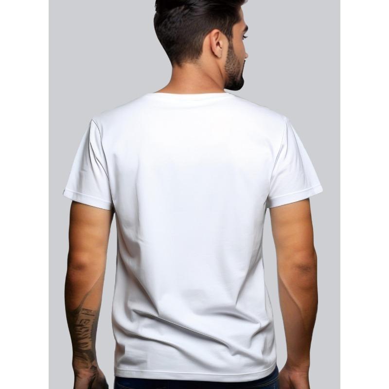 Men'S Casual Crew Neck T-Shirt with Deer Geometric Print - Regular Fit Short Sleeve Tee for Summer