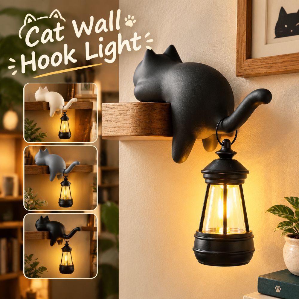 Plastic Cat Wall Hook Light Removable Key Holder New Cat Mini Lantern  Bedroom