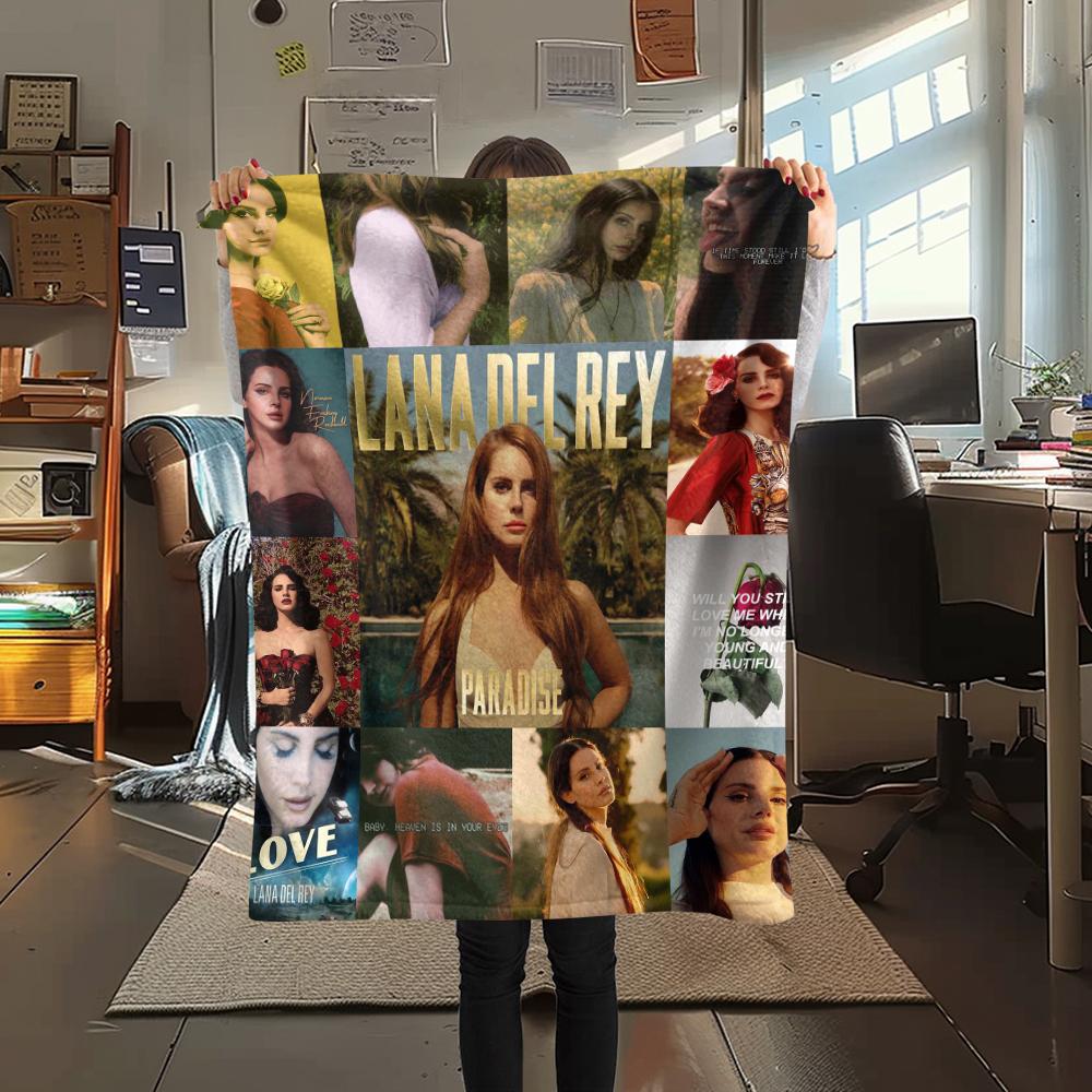 1 Adet Lana Del Rey Baskılı Flanel Battaniye, Yüksek Kalite, Dört Mevsim İçin Rahat, Ev Dekorasyonu, Sıcaklık ve Konfor, Noel Hediyeleri İçin Mükemmel