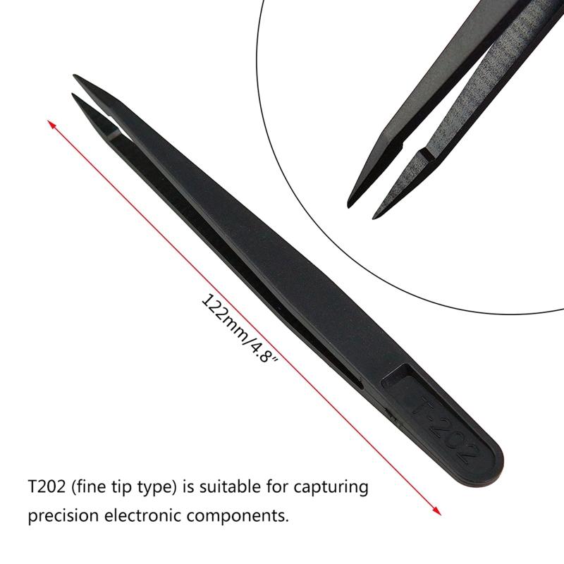 Precision Tweezers Set Premium Anti-Static Carbon Fiber ESD Tweezers Kit for Electronics Sodlering Jewelry Craft Lab