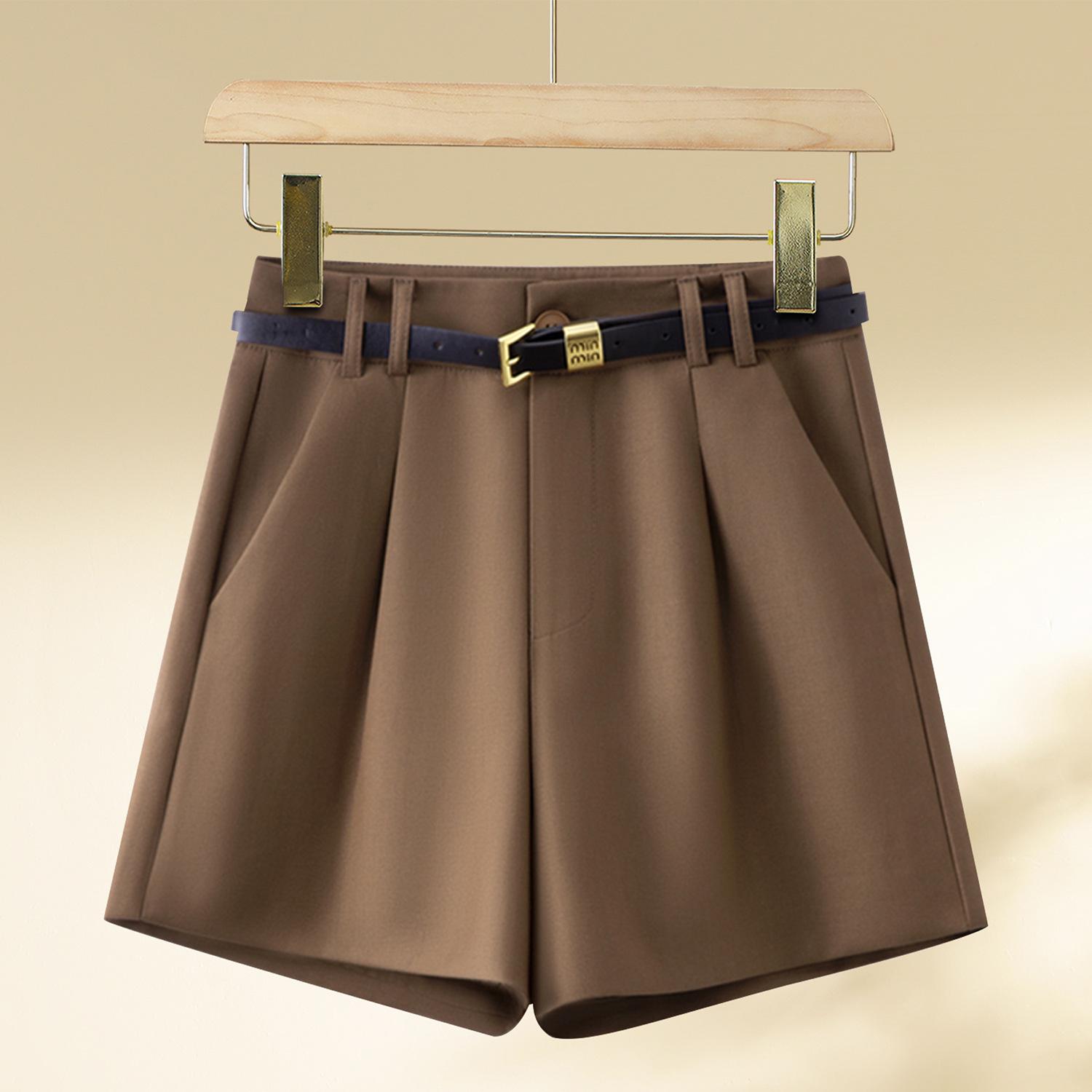 

2025 Новые Весенние Женские Шорты с Завышенной Талией, Приталенные, А-силуэта, Клеш от Колена 30 (125-135 lbs) кофейный