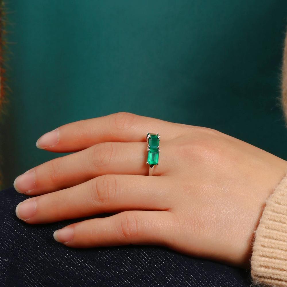 Bolaijewelry 1 Piece Classic Fashion Natural Green Agate Ring for Women 925 Sterling Silver Fine Jewelry Anniversary Party Wear