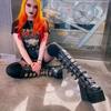 SyfIyno New European and American Long Boots with A Metal Buckle Strap of 11cm Thick Sole and High Boots In Extra Size