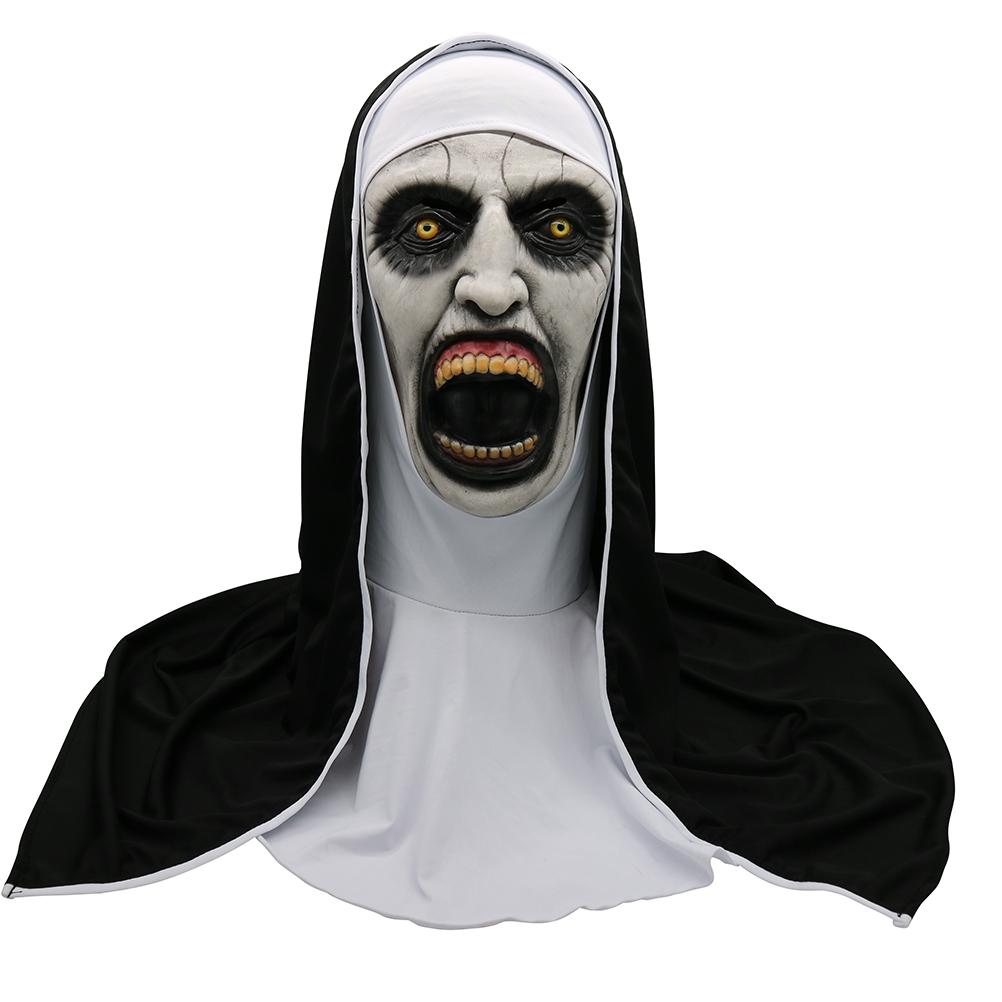 Halloween Nun Horror Mask Cosplay Scary Latex Masks With Headscarf Full Face Helmet Halloween Party Props
