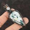 Moss Agate Pendant Copper Wire Wrapped Pendant Rainbow Moonstone Pendant Handmade Jewelry Wrapped Gemstone Pendant Moss Agate Copper Jewelry