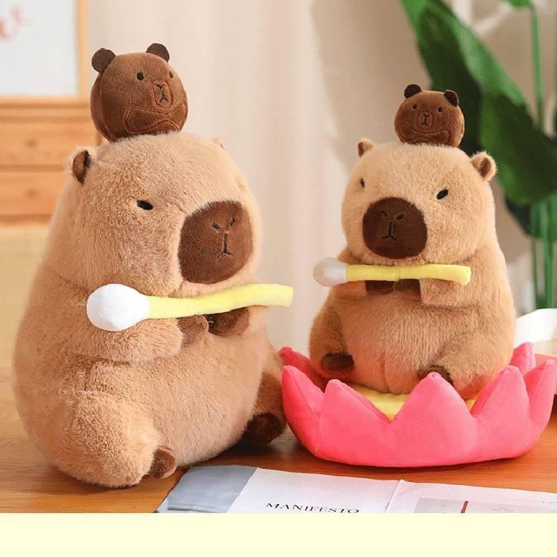 Cute Lucky Water Guinea Pig Plush Toy Funny Capybara Doll Sofa Cushion Lotus Seat Cushion Birthday Gift 30cm/40cm