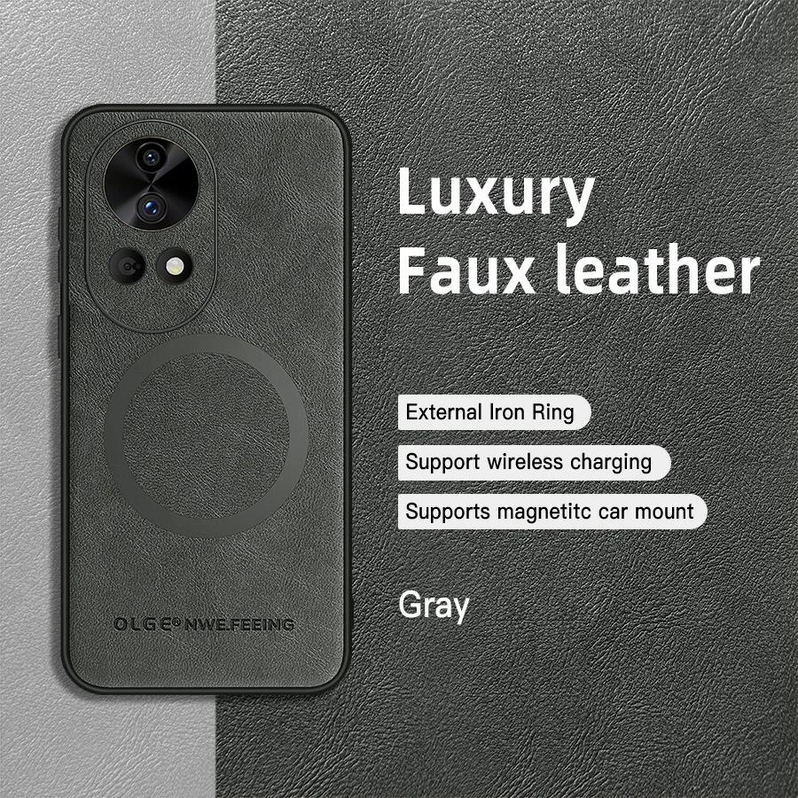 For Huawei Nova 12 12 Pro 12 Ultra 12S PU Leather Magnetic Ring Soft Edge Anti-Drop Anti-Fingerprint Phone Case