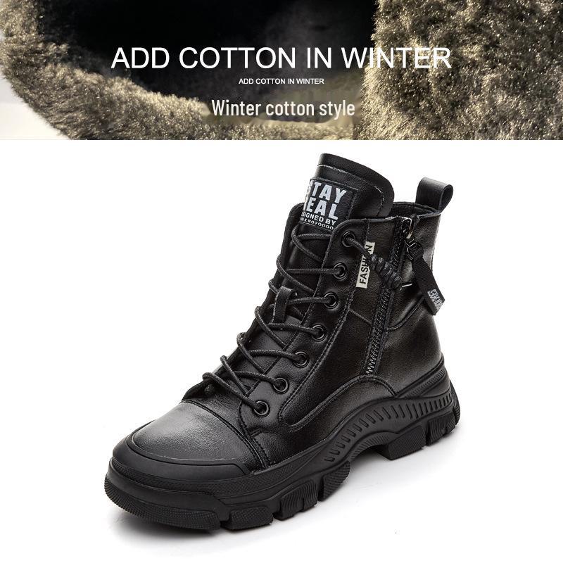 Women's 2024 Autumn Korean Style Flat Heel High Top Martin Boots - Casual All-Match Short Boots