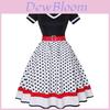Vintage Polka Dot V Neck Maxi Dress With Piping For Evening Wear