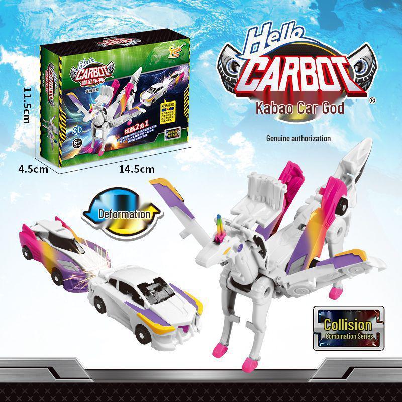 Genuine Kabo Silver Winged Dragon Two-Car Collision Deformation Toy